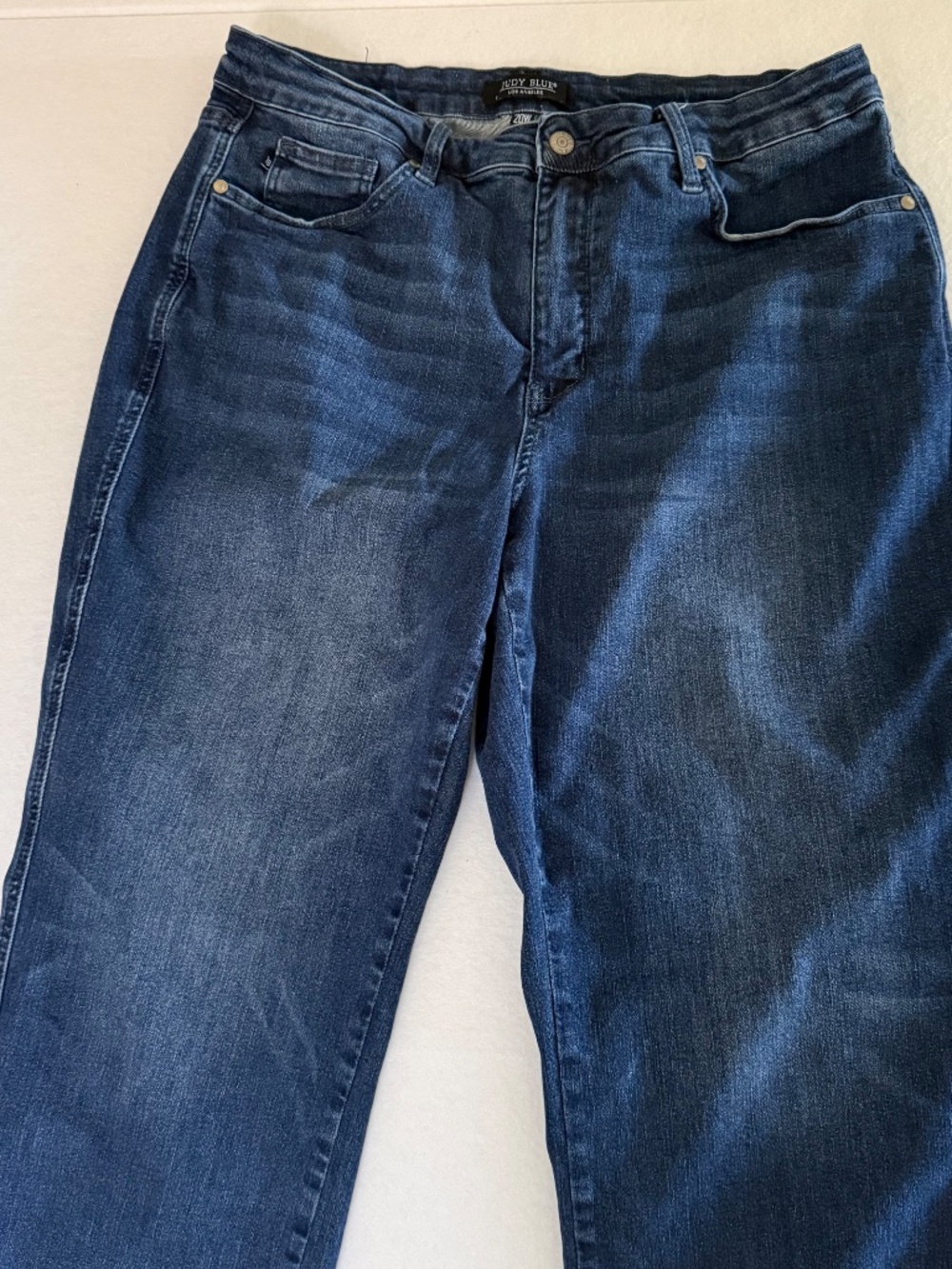 Judy Blue Mid Rise Tummy Control Stretch Straight Jeans 20W 88861 Dark Wash EUC